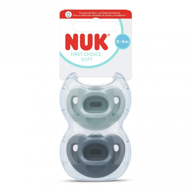 NUK Цуцла Лажалка Анатомска 100% Силикон "First Choice Soft" (2/пакување) 0-6мес.